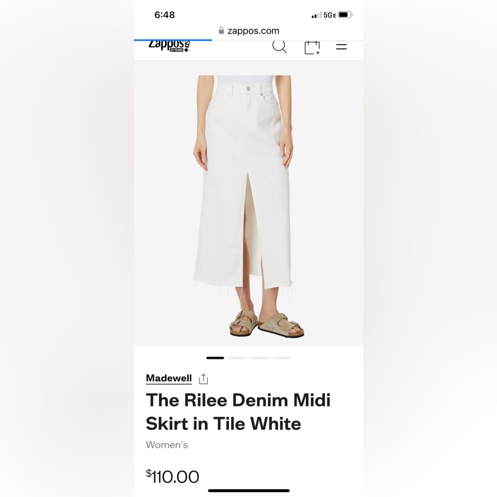 Madewell Rilee White Denim Skirt, Size 33